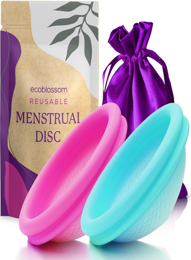 Ecoblossom Reusable Menstrual Disc - Small Menstrual Cup - Soft Period Disc for Women Designed with Flexible, Medical-Grade Silicone Period Cup (Small - Teal & Magenta) - Image 1